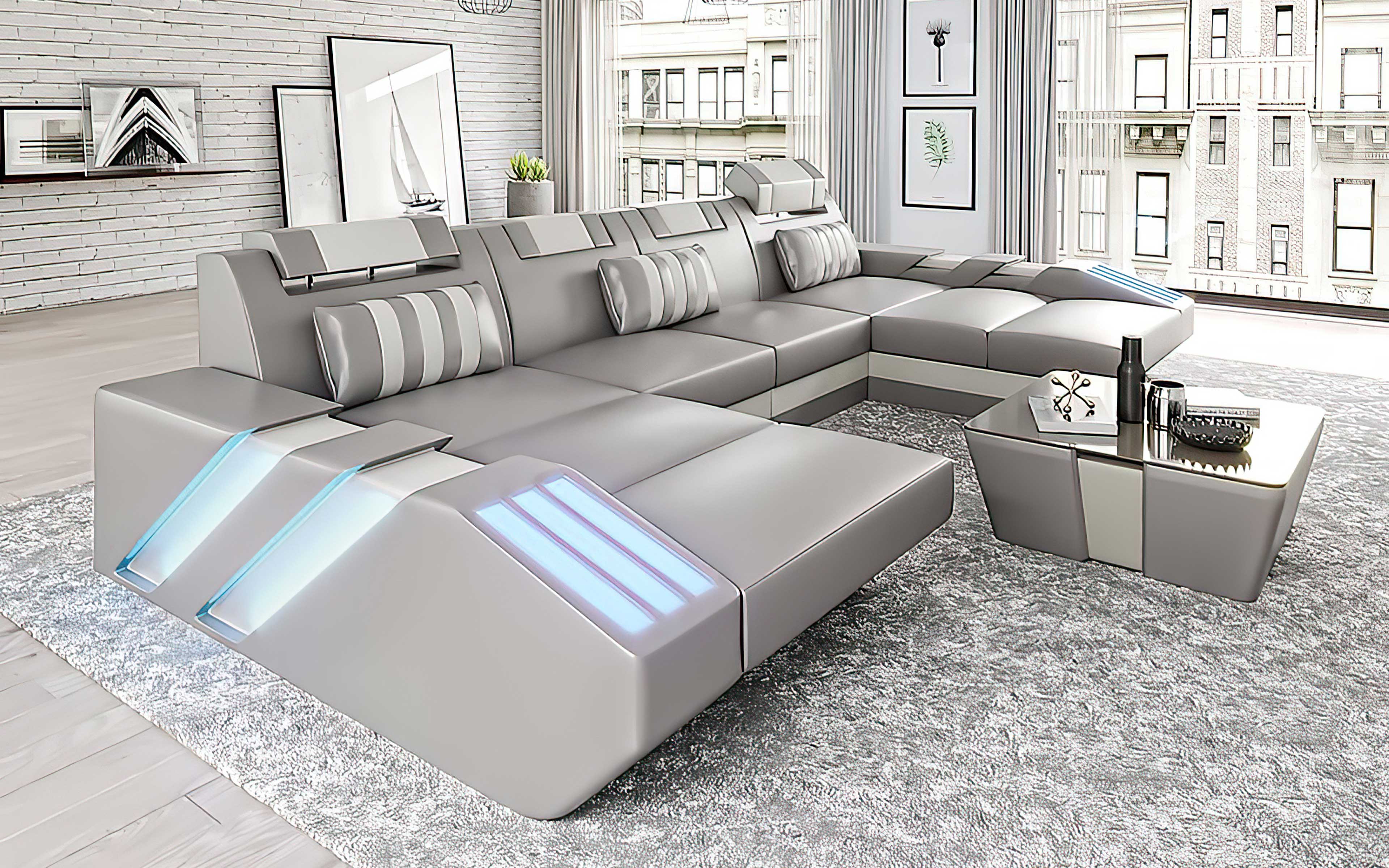 Cosmo Double Chaise U-Shape LED Sectional - Ultimate Lounge Sofa