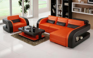 Hennessey Mini Modern Leather Sectional