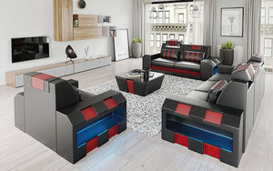 Cosmo Modern Leather Sofa Set with LED
