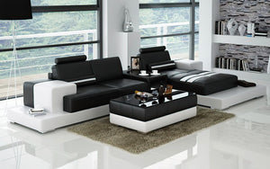 Halsey Mini Modern Leather Sectional with Console Table