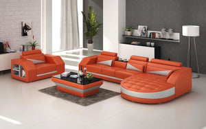 Lonsdale Leather Sectional with Shape Chaise
