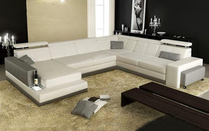 Carsa Modern Leather Sectional with Chaise
