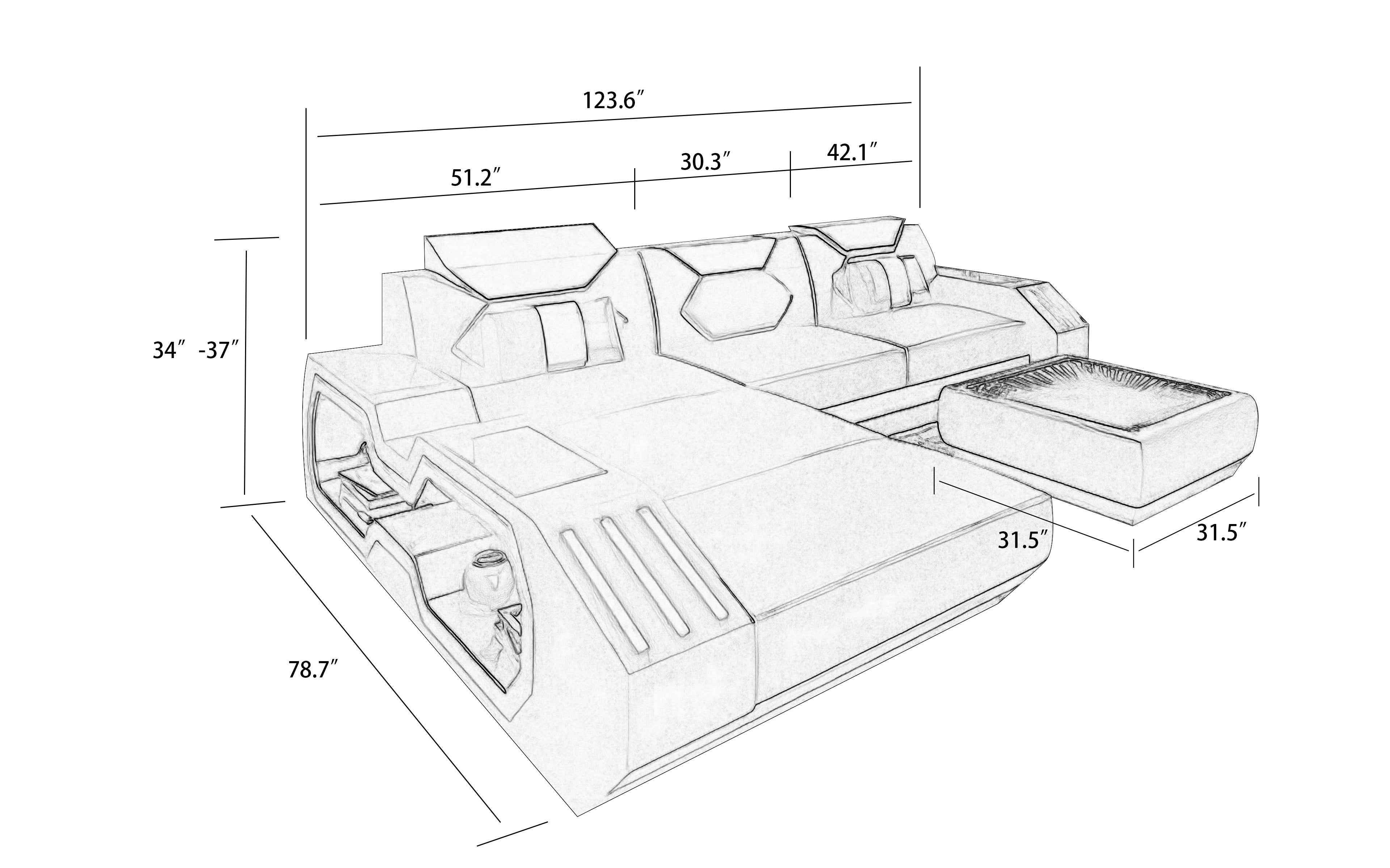 Sahara Small Leather Sectional with Chaise