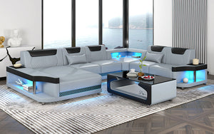 Tate Modern Leather Sectional with LED Light