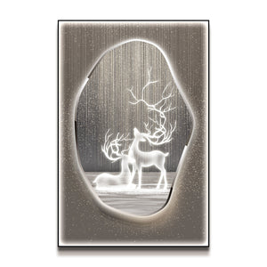 Futuristic Wall Art Tranquil Lake Two baby Deer