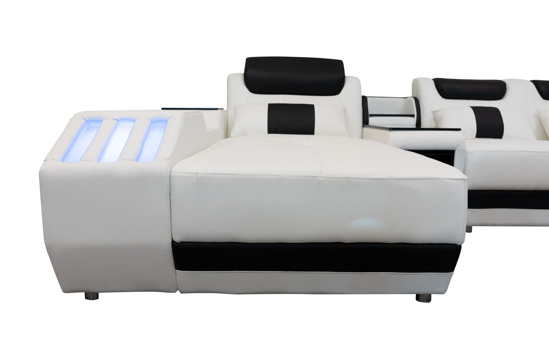 Omont Compact Sectional with LED Lights & Chaise | Small Space Solution