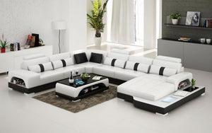 Mequon Large Leather Sectional with LED Lights
