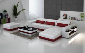 Silian Leather Sectional with Storage & LED Light