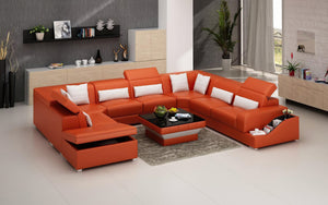 Charlotte Leather Sectional with Pop-Up Storage