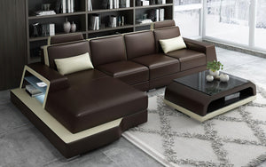 Civia Small Leather Sectional with Side Storage