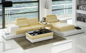 Halsey Mini Modern Leather Sectional with Console Table