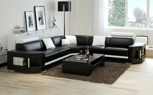 Leroy Modern Leather Sectional with Adjustable Headrest