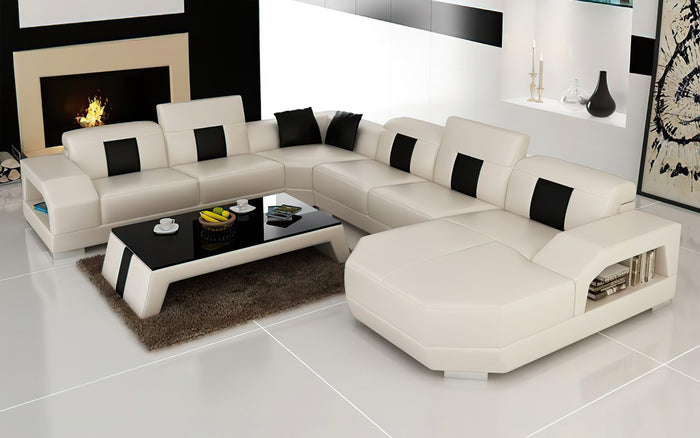 Bozeman Leather Sectional with Shape Chaise