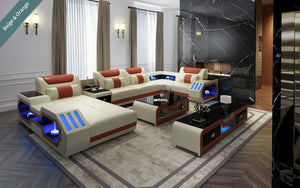 Omont Modern Leather Sectional with Console | Futuristic Furniture