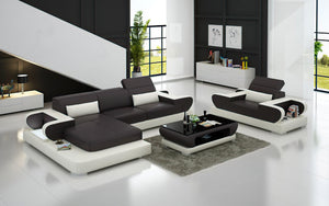 Ezrael Mini Modern Leather Sectional with Chaise