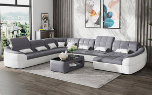 Aumin Modern Leather Sectional with Chaise