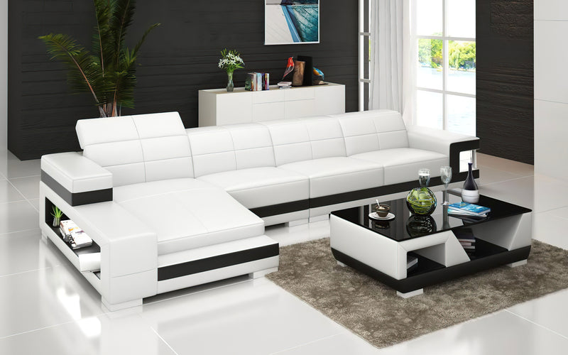 Modern Zakary Leather Sectional Adjustable Headrest&Storage|Jubilee ...