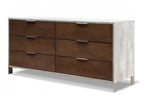 Camona Modern Dark Walnut & Faux Concrete Dresser&Mirror