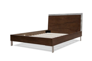 Nova Domus Redmond Modern Dark Walnut & Faux Concrete Bed