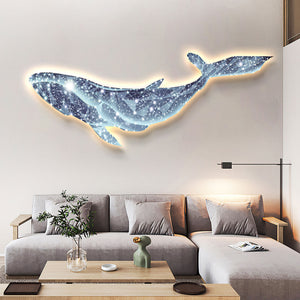 Futuristic Wall Art Whales Jumping II