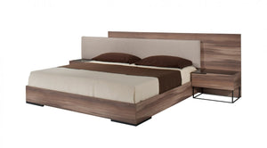 Marilin Italian Modern Walnut & Fabric Bed