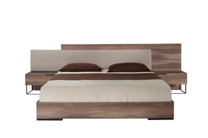 Marilin Italian Modern Walnut & Fabric Bed