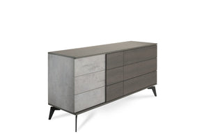 Polish Modern Faux Concrete & Grey Dresser&Mirror