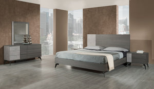 Polish Modern Faux Concrete & Grey Bedroom Set