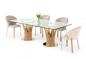 Axer Modern Glass & Rosegold Dining Table