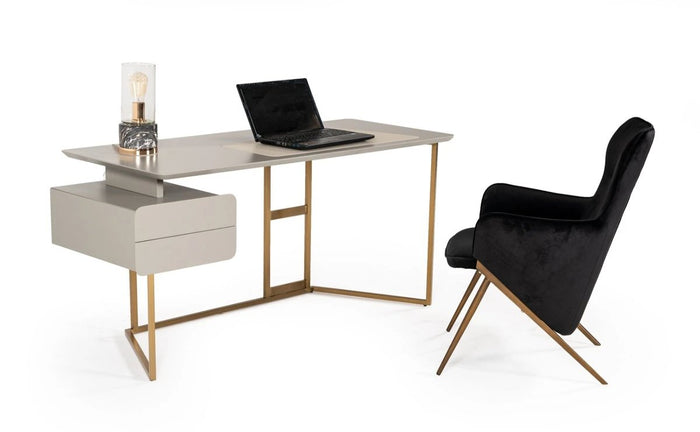 Dermen Modern Grey & Bronze Desk