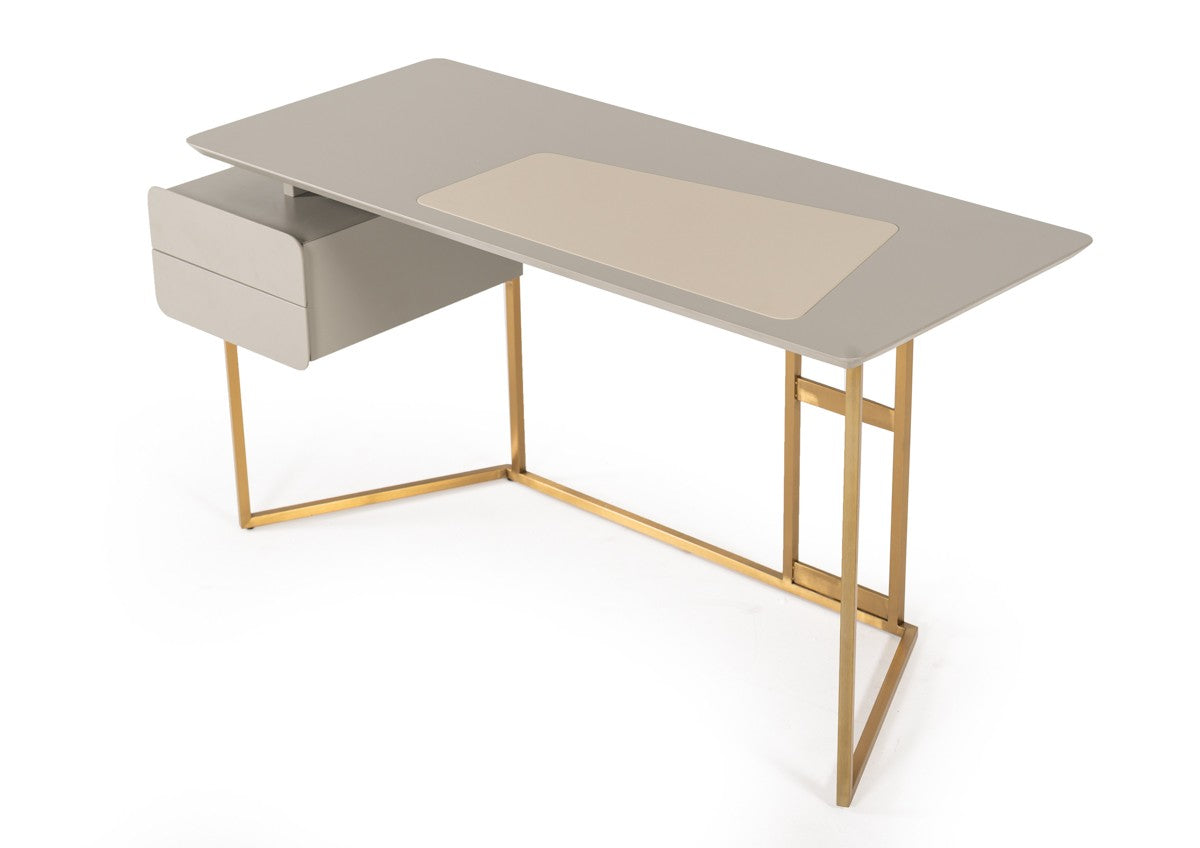 Dermen Modern Grey & Bronze Desk