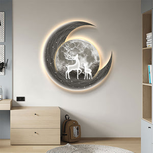 Futuristic Wall Art Gray Planet Travel Elk