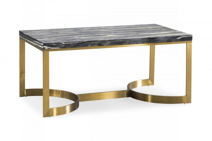 Grace Glam Black and Gold Marble Coffee Table