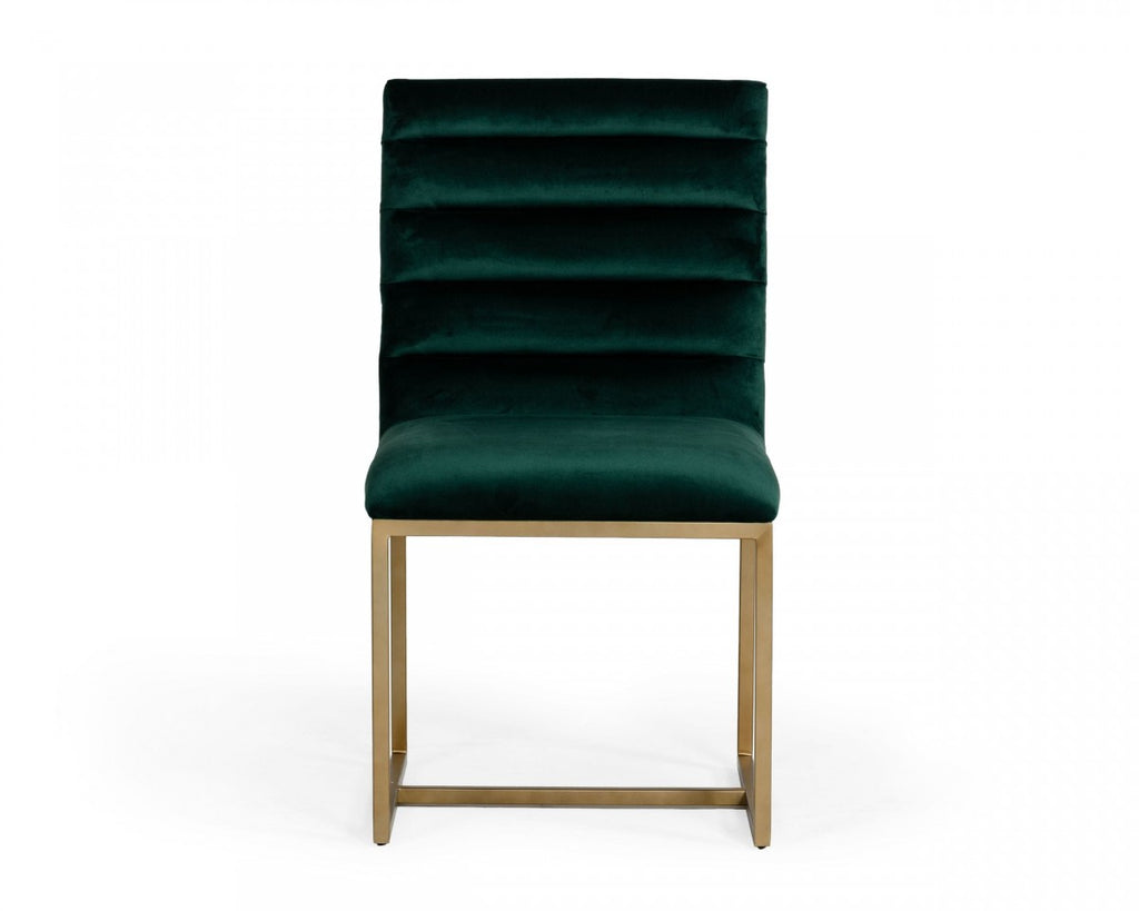 Modrest Marlon Green & Brush Gold Dining Chair (Set of 2)