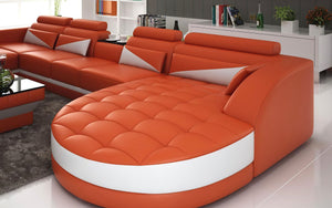 Geode Leather Sectional with Shape Chaise