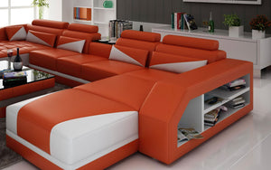 Lilo Leather Sectional with Shape Chaise
