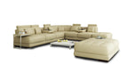 Chessboard Modern Leather Sectional With Ottoman