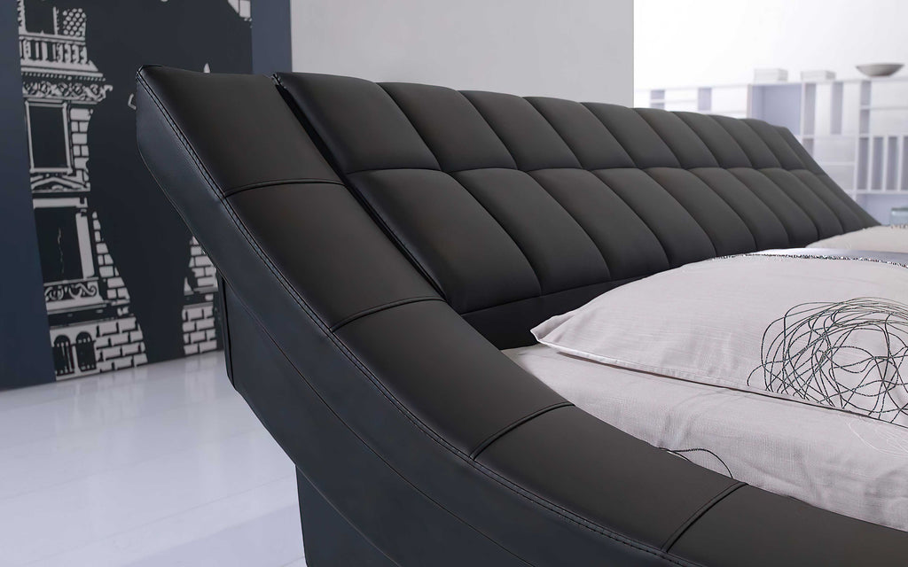 Verdandi Curved Modern Leather Platform Bed
