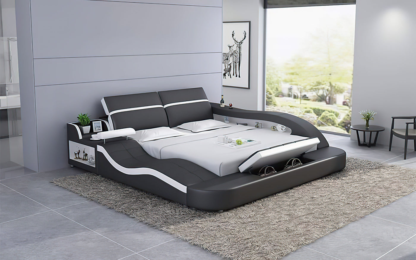 Victor Ultimate Smart Multifunctional Bed Black&Red Jubilee Furniture