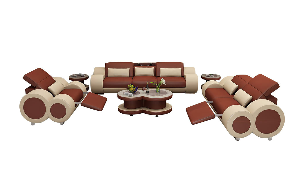 Aetius Modern Leather Sofa Set with Footrest