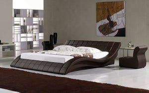Verdandi Curved Modern Leather Platform Bed