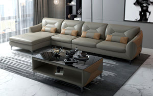 Bysic Small Leather Sectional with Chaise