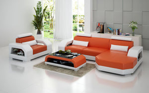 Luxi Mini Modern Leather Sectional with Chaise
