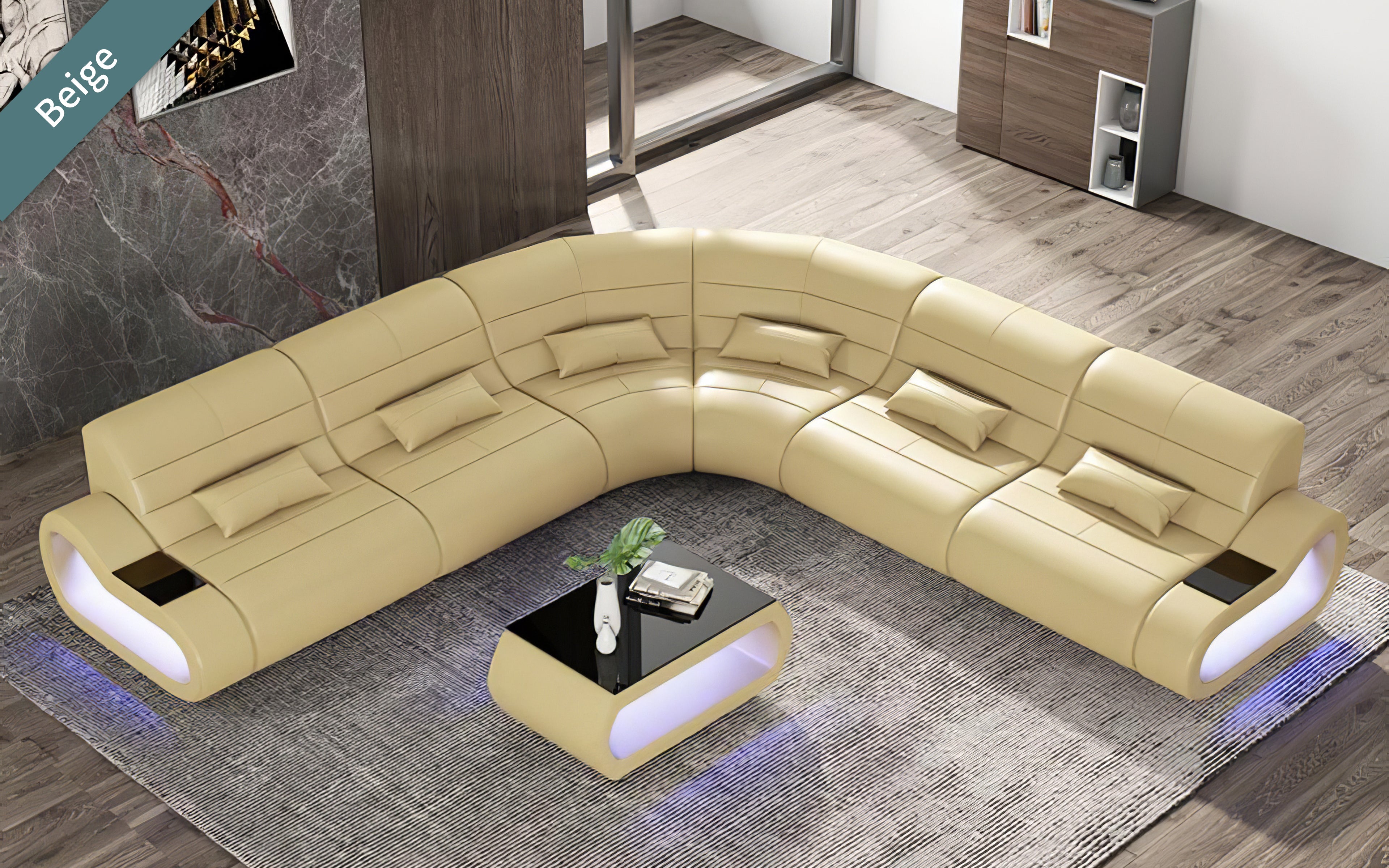 Catina Leather Corner Sectional|Modern Furniture Store Las Vegas