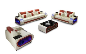 Artica Leather Sofa Set with Adjustable Headrest