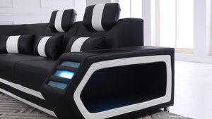 All Black Eileend Leather Sectional with LED Lights | Futuristic Furniture