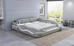Grey leather storage bed