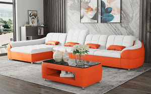 Aumin Small Leather Sectional with Chaise