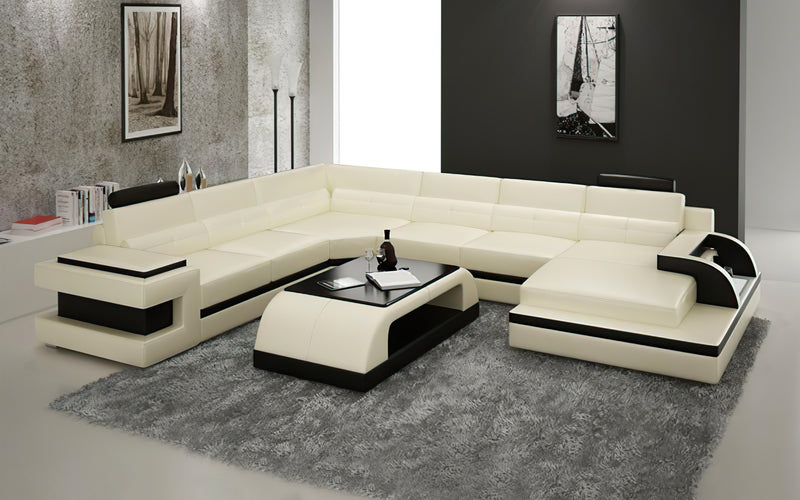 Modern Kehlani Leather Sectional U Shape-LED Lights|Jubilee Modern ...