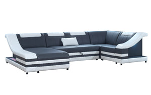 Comet Modern Leather Sectional with LED Light